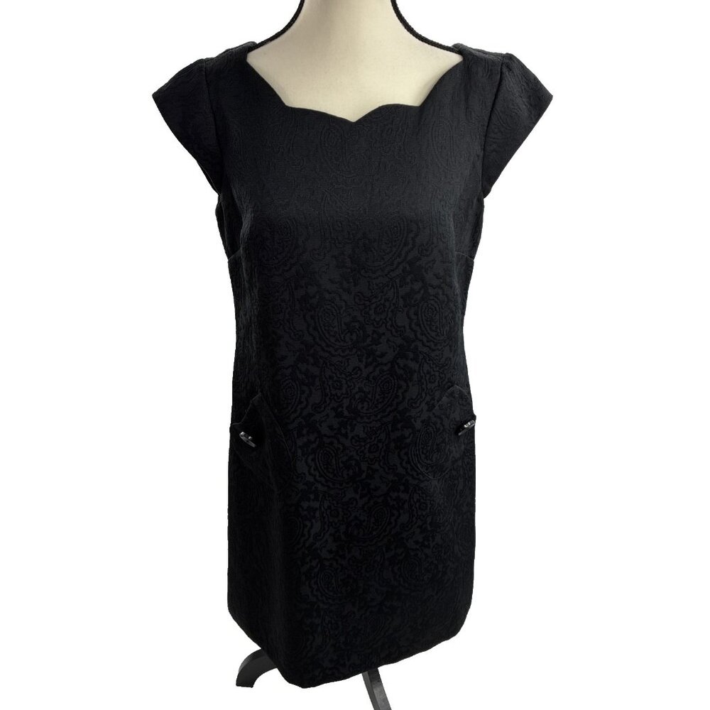 Liz Claiborne Womens Sheath Dress Cap Sleeve Career Cocktail Size 6 Black